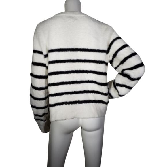Bailey 44 Womens Size XL White and Black Striped Long Sleeve Crew Neck Sweater - Picture 2 of 6
